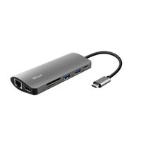 Trust Dalyx 7-in-1 USB-C-adapter USB Hub Grijs