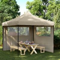 Partytent inklapbaar pop-up met 2 zijwanden taupe Partytent inklapbaar pop-up met 2 zijwanden taupe