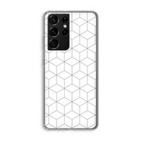 Zwart-witte kubussen: Samsung Galaxy S21 Ultra Transparant Hoesje