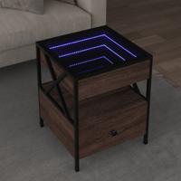Salontafel met Infinity LED 40x40x51 cm bruin eikenkleurig