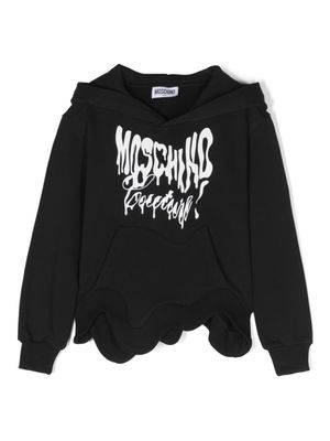 Moschino Kids hoodie asymétrique à logo imprimé - Noir