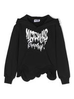 Moschino Kids hoodie asymétrique à logo imprimé - Noir