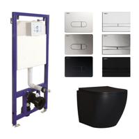 Toiletset Budget 65 Mudo Mat zwart Met B&W Drukplaat