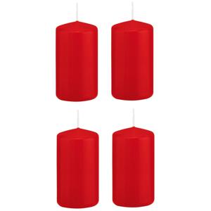 Cilinderkaars/stompkaars - 4x stuks - rood - 6 x 12 cm - 40 branduren