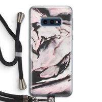 Roze stroom: Samsung Galaxy S10e Transparant Hoesje met koord