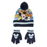 Disney Mickey Mouse 2-delig winterset - muts/handschoenen - zwart - voor kinderen