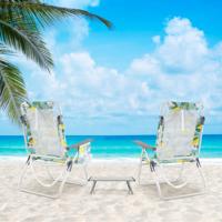 Strandstoelen met Tafel Opvouwbare Campingstoelen met Verstelbare Rugleuning Opvouwstoelen Groen