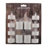 LED theelichtjes - 12x - diverse maten - kunststof - waxinelicht