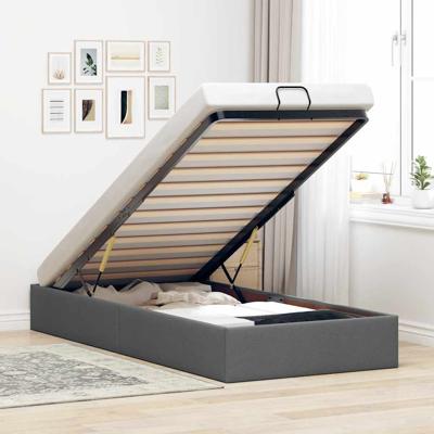 Bedframe zonder matras 90x200 cm stof donkergrijs