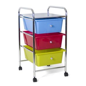 Gerimport Trolley kastje - 3 lades - gekleurd - verrijdbaar - 36 x 60 cm - keukentrolley