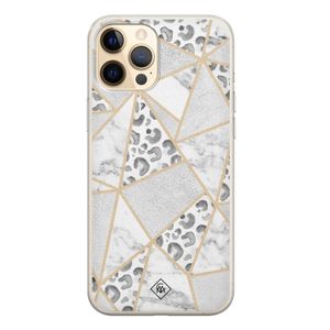 iPhone 12 Pro siliconen telefoonhoesje - Stone & leopard print