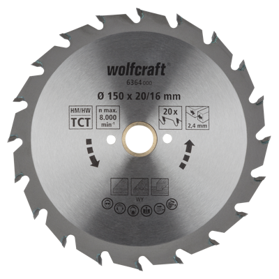 Wolfcraft Handcirkelzaagblad | HM | 20 Zähne | Ø150mm | 1 stuk - 6364000