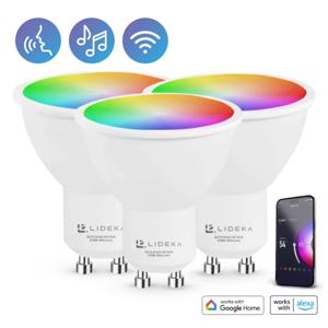 Lideka® - Slimme LED Smart Lampen - Spot GU10 - Set Van 3 - RGBW - Google, Alexa en Siri