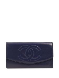 CHANEL Pre-Owned portefeuille en cuir à logo CC (1992) - Bleu