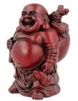 Boeddha Rood met grote Knapzak (9 cm) - thumbnail