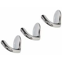 Luxe plakhaken / handdoekhaken - 5x - chroom glans - 3 x 3,7 cm - handdoeken/theedoeken ophangen
