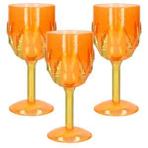 Set van 6x stuks horror kelk wijnglas/drinkbeker oranje 18 cm