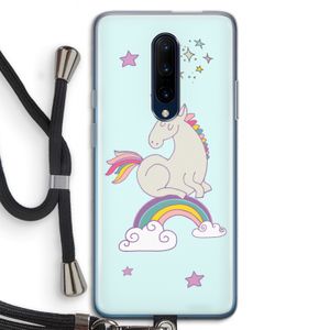 Regenboog eenhoorn: OnePlus 7 Pro Transparant Hoesje met koord