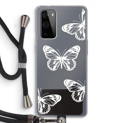 White butterfly: OnePlus 9 Pro Transparant Hoesje met koord