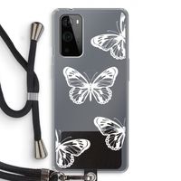 White butterfly: OnePlus 9 Pro Transparant Hoesje met koord