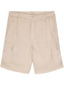 120% Lino short en lin à poches cargo - Tons neutres