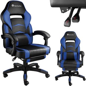 tectake - bureaustoel Comodo - gamestoel - zwart / blauw - 404743