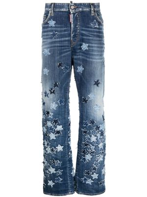 DSQUARED2 jean à design patchwork - Bleu