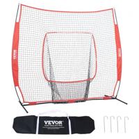 VEVOR 84" x 42" x 83" Honkbal Softbal Oefennet, Honkbal Pitching Net, Slaan, Catching, Pitching, Honkbaluitrusting Backstop Trainingshulpmiddelen met boogframe, draagtas en slagzone