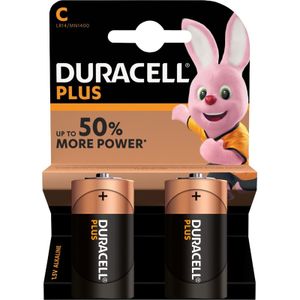2x Duracell C Plus batterijen alkaline LR14 MN1400 1.5 V   -