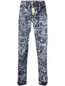 Philipp Plein jean à imprimé graphique all-over - Bleu