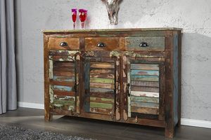 Uniek dressoir JAKARTA 125cm gerecycled massief hout van vissersboten - 19906