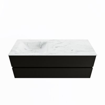 MONDIAZ VICA-DLUX 130cm badmeubel onderkast Urban 2 lades. Inbouw wastafel CLOUD links zonder kraangat, kleur Opalo.