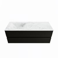 MONDIAZ VICA-DLUX 130cm badmeubel onderkast Urban 2 lades. Inbouw wastafel CLOUD links zonder kraangat, kleur Opalo.