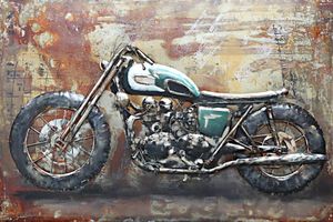 Schilderij - Metaalschilderij - Motorfiets, 120x80cm