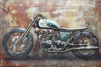 Schilderij - Metaalschilderij - Motorfiets, 120x80cm
