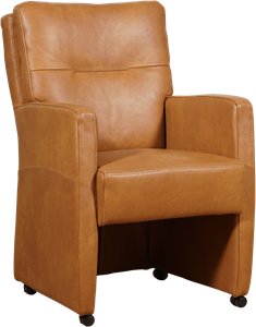 Cognac leren landelijke eetkamerfauteuil Sharp - Granada leer Sahara (cognac leer)