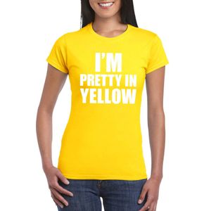 I'm pretty in yellow t-shirt geel dames