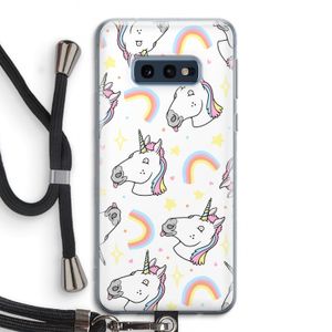 Rainbow Unicorn: Samsung Galaxy S10e Transparant Hoesje met koord
