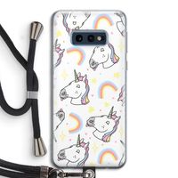 Rainbow Unicorn: Samsung Galaxy S10e Transparant Hoesje met koord