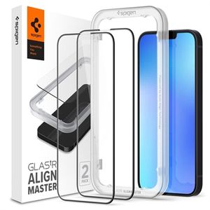 Spigen Glas.tR AlignMaster FC iPhone 13/13 Pro/14 Glazen Screenprotector - Zwart