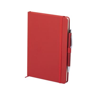 Schrift/notitieboekje met elastiek/pen A5 formaat - rood