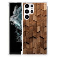 Stevig Telefoonhoesje voor Samsung Galaxy S22 Ultra Wooden Cubes - thumbnail