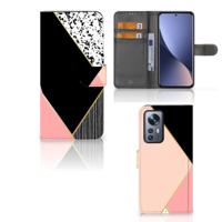 Xiaomi 12 Pro | Book Case | Zwart Roze Vormen