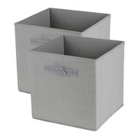 Opbergmand/kastmand Square Box - 2x - karton/kunststof - 29 liter - betongrijs - 31 x 31 x 31 cm - thumbnail