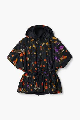 Poncho met ritssluiting en bloembladen - BLACK - U