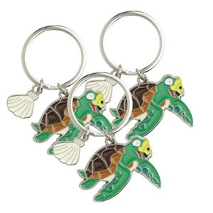 6x stuks metalen zeeschildpad dieren sleutelhanger 5 cm