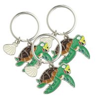 6x stuks metalen zeeschildpad dieren sleutelhanger 5 cm