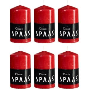 Cilinderkaars/stompkaars - rood - 6x - 6 x 10 cm - 25 branduren