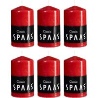 Cilinderkaars/stompkaars - rood - 6x - 6 x 10 cm - 25 branduren