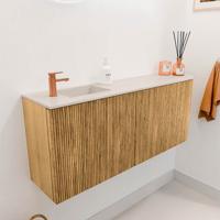 Toiletmeubel Mondiaz Joya Dlux | 101.6 cm | Meubelkleur Oak | Faye wastafel Meli Wasbak Links | 1 kraangat